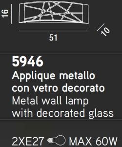 Aplique de pared de metal y vidrio 2 luc