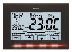 Perry black wall clock thermostat