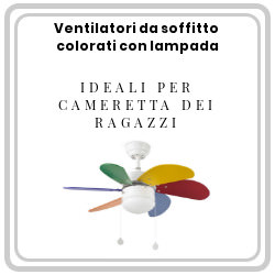Compra online su mpcshop.it il ventilatore da soffitto multicolore Ideale per cameretta dei ragazzi