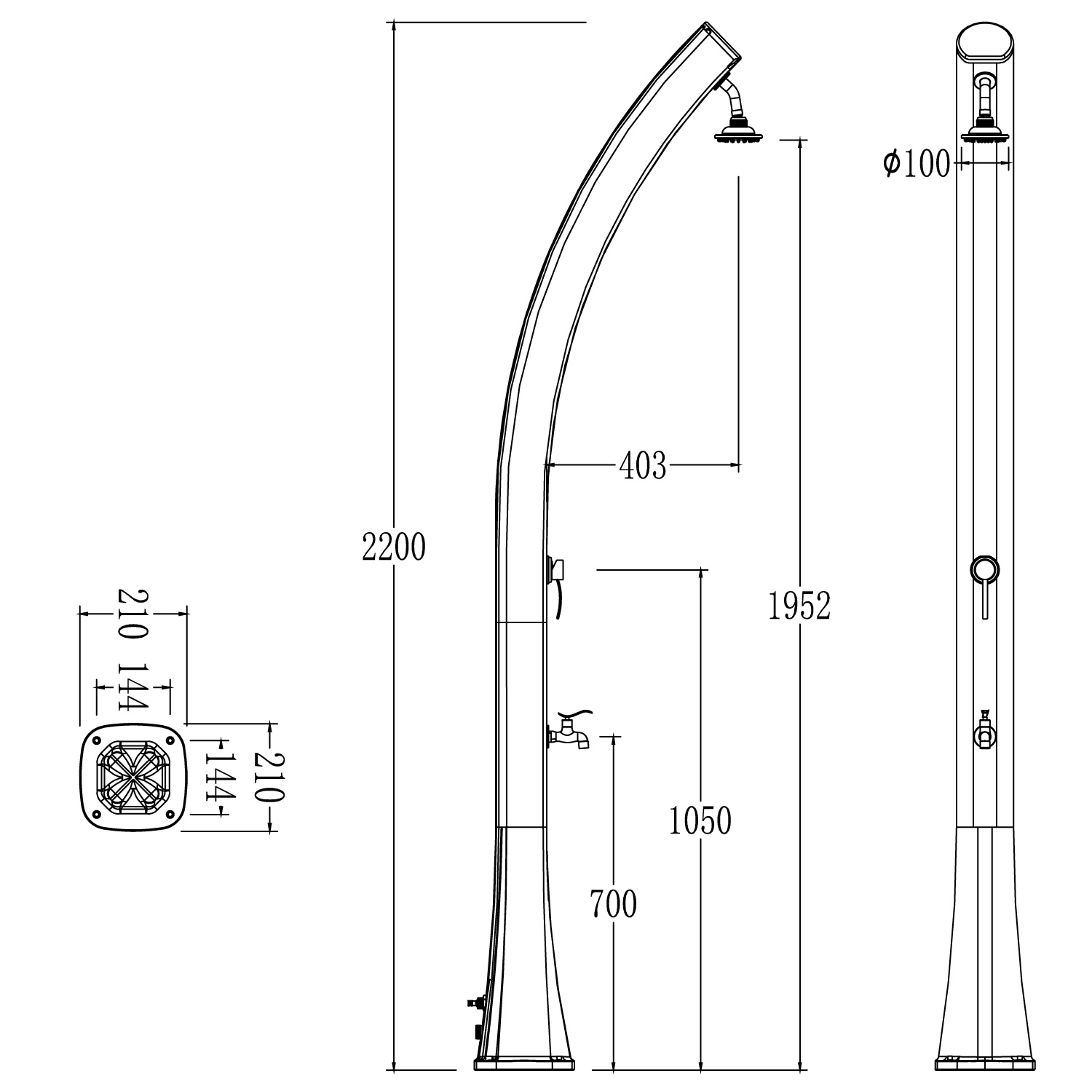 Blue Outdoor Shower Solar Heating