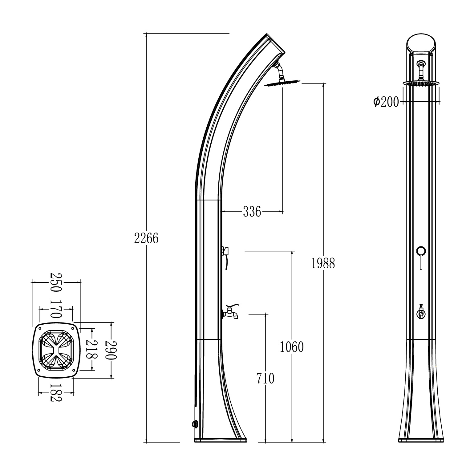 White Solar Shower For Outdoor Use