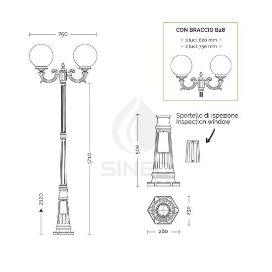 Liberti Design  Farola De 2 Luces Orione Altura 212 Cm es un producto que se ofrecen al mejor precio