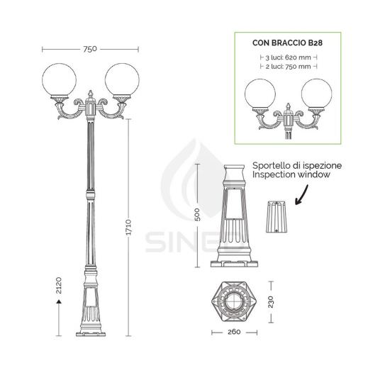 Liberti Design  3light Street Lamp Orione Height 212 Cm is a product on offer at the best price