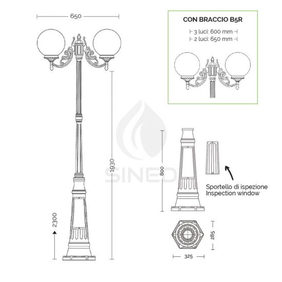 Liberti Design  Palo Da Giardino 3 Luci Orione Altezza 2  un prodotto in offerta al miglior prezzo online