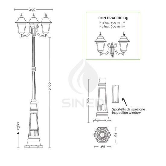 Liberti Design  Lampione Con 3 Luci a Lanterna Athena  un prodotto in offerta al miglior prezzo online
