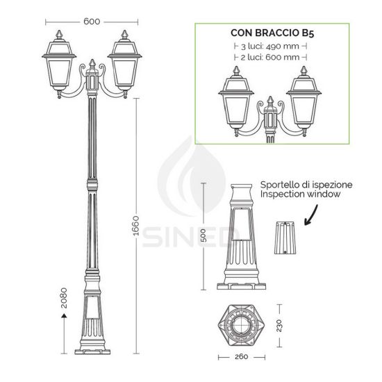 Liberti Design  Artemide 208 Cm Street Lamp And 3 Lanter is a product on offer at the best price