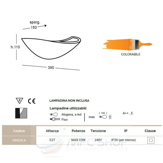 Liberti Design  Lackierbare Keramikwandleuchte Virgola ist ein Produkt im Angebot zum besten Preis