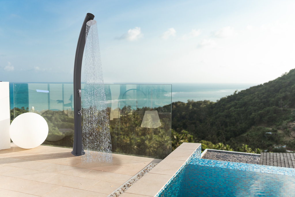 Gray Hot Water Shower With Sunshine