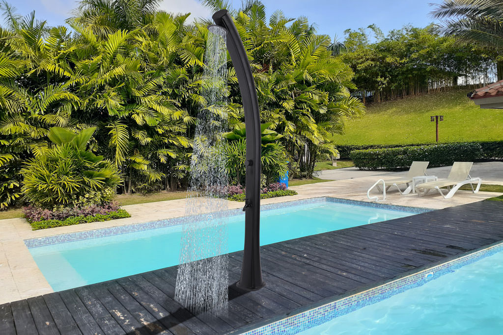 Schwarze Solardusche Warmwasser Von Der