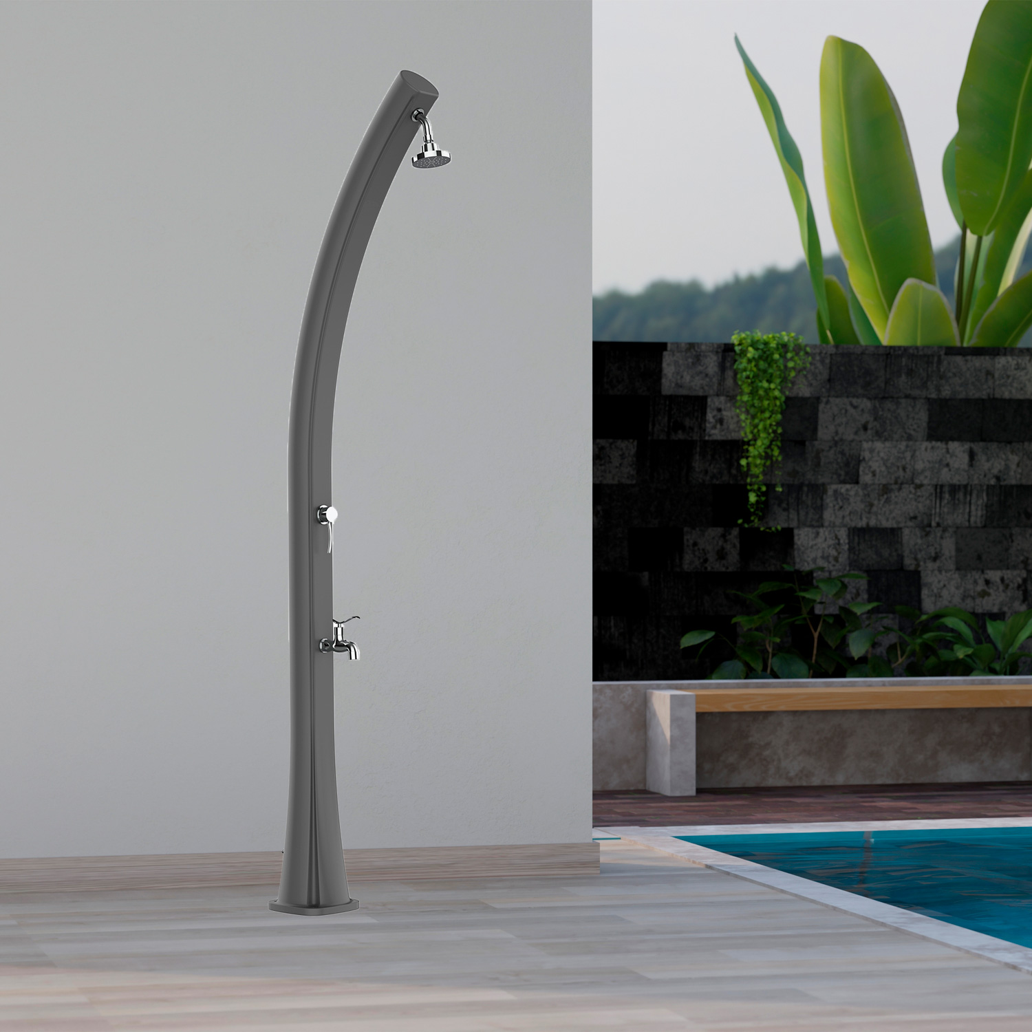 Solar Heated Gray Shower