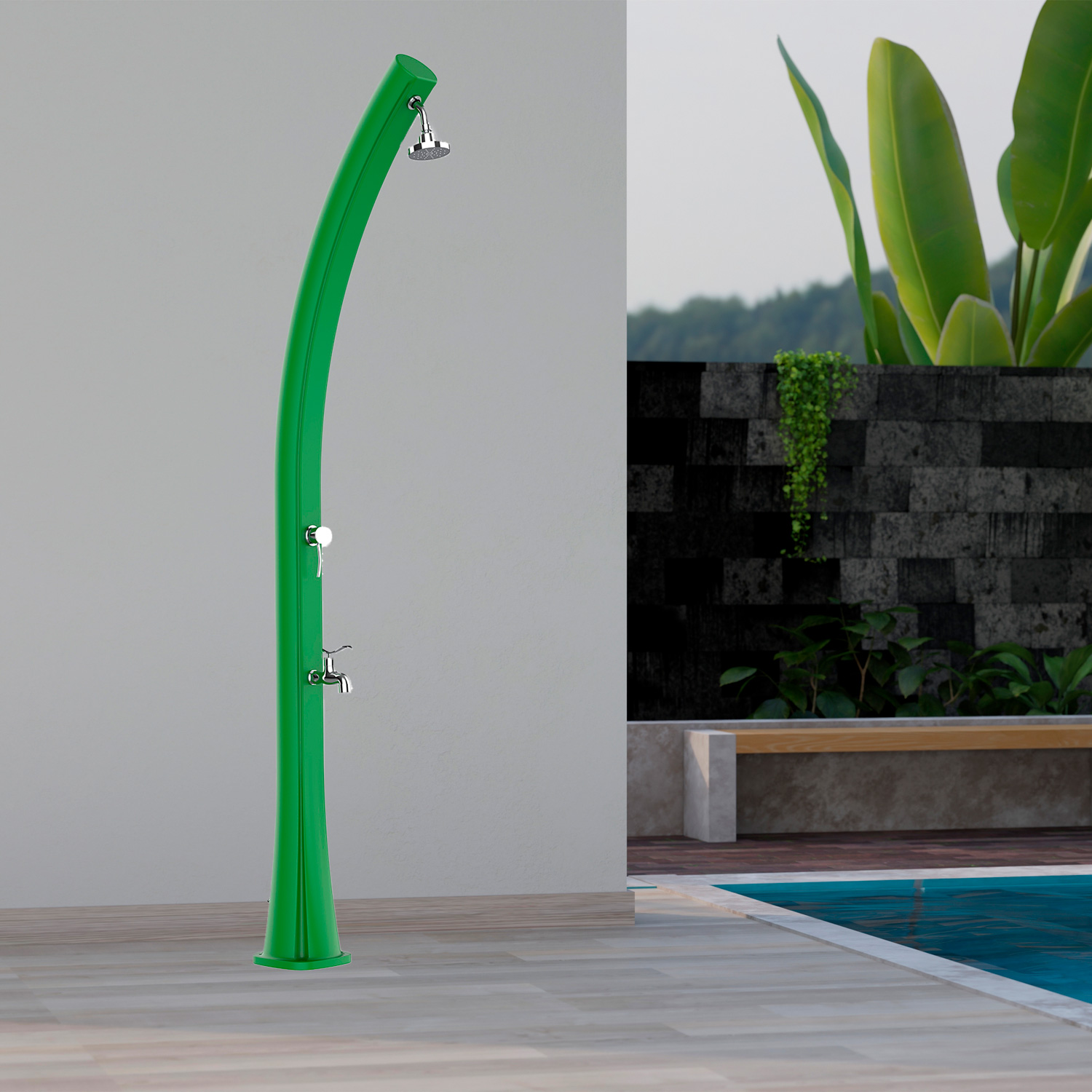 Douche Verte Eau Chaude Du Soleil