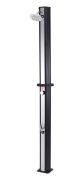 Doccia calda da giardino Jerry Doccia a riscaldamento solare con struttura esagonale in pvc colore Nero ed accessori in Metallo Serbatoio da 35 litri Soffione rotondo Miscelatore e Rubinetto lavapiedi Dimensioni 17,5x18x218,8 cm