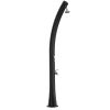 Black Solar-heated Shower Model Rio Black. Hd Polyethylene Curved Body, Ideal For Garden, Pool And Outdoor Activities. Height 226 Cm Round Shower Head Diameter 10 Cm Tank 25 Liters With Foot Washers Brass Accessories And Taps.