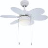 Ventilador de teto 6 ps em dois tons de branco pinho e 1 lmpada com E27 76cm 3 velocidades Marca Sulion Modelo Rainbow Controlado por correntes decoradas, o controlo remoto pode ser encomendado em separado. Adequado para pequenos ambientes vero invern