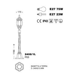 Lampada Esterna 1 Luce Enea Bianco Oro