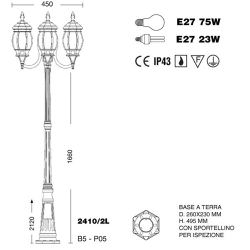 Lampione Esterno 3 Luci Enea Antracite