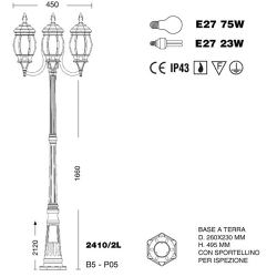 Lampione Esterno 3 Luci Enea Antracite