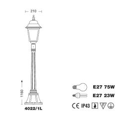 Lampada Da Terra 1 Luce Athena Nero Rame