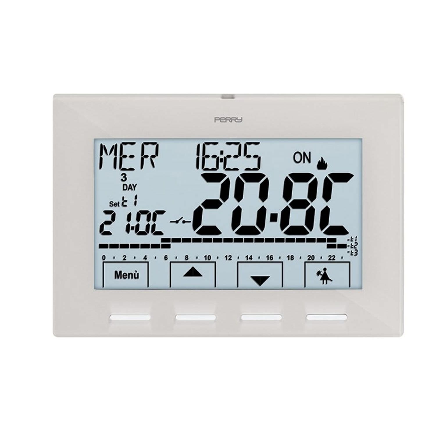 Perry White Wall Clock Thermostat