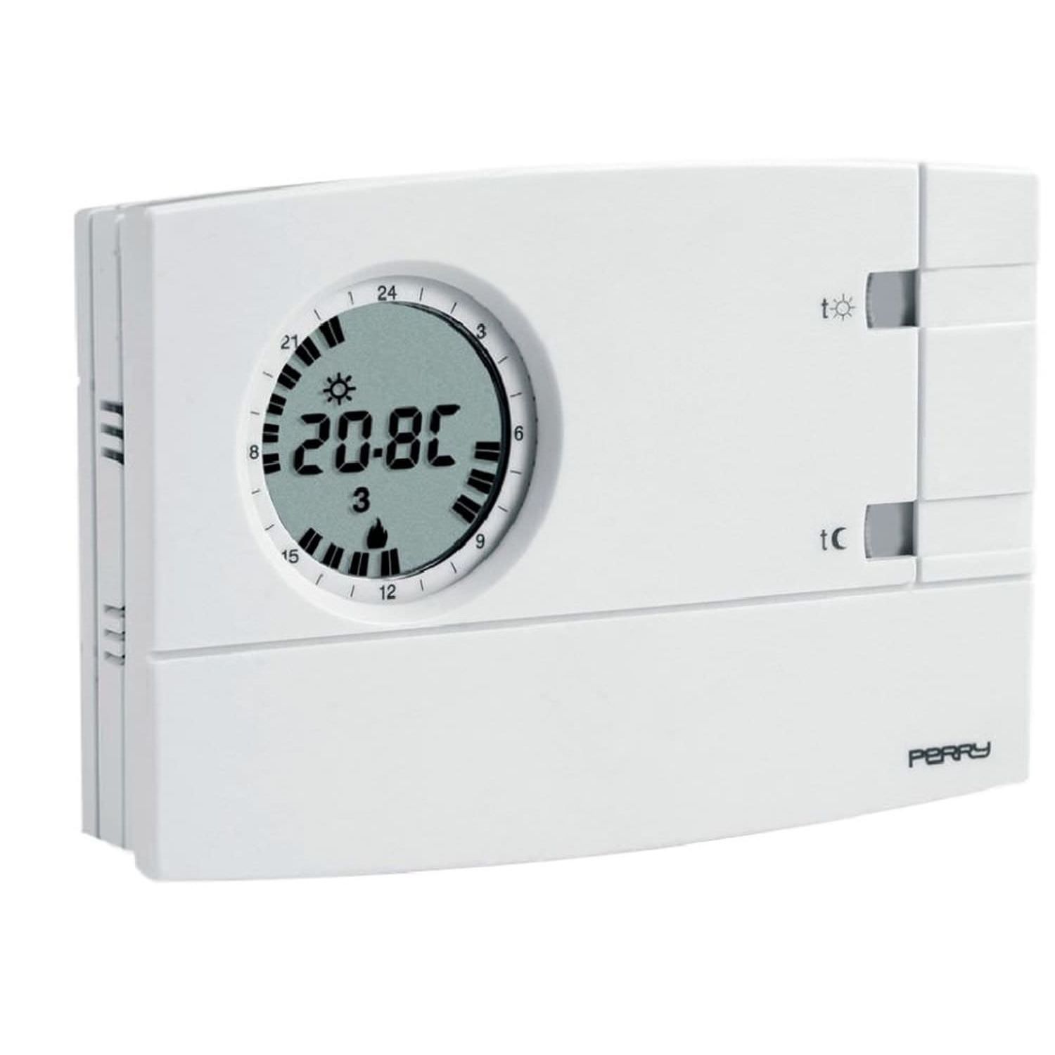 White Wall Clock Thermostat With Batteri