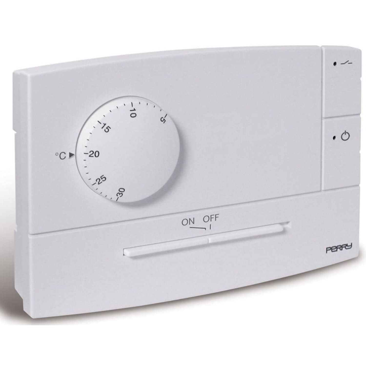 Perry white semirecessed thermostat