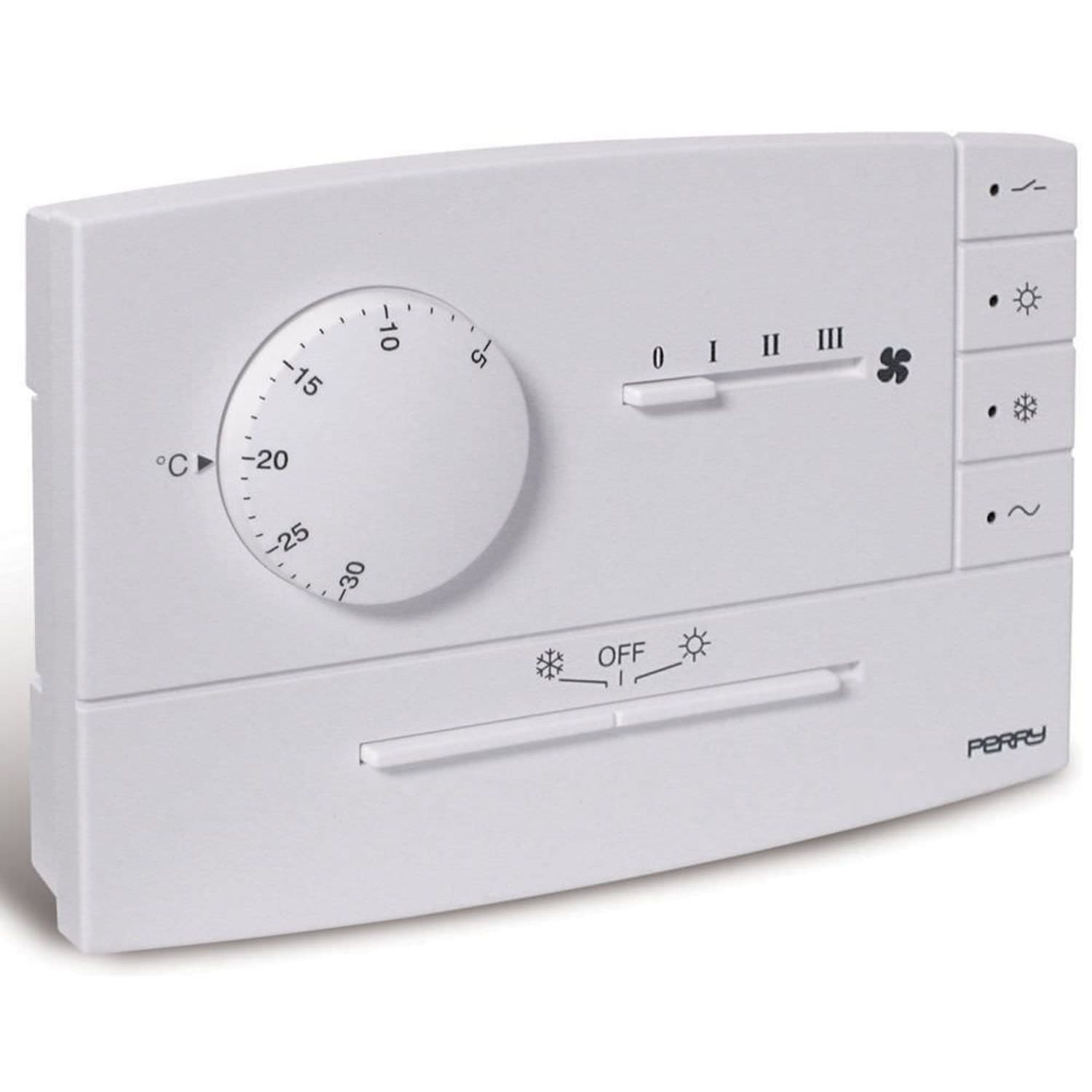 Wall mounted fan coil thermostat white